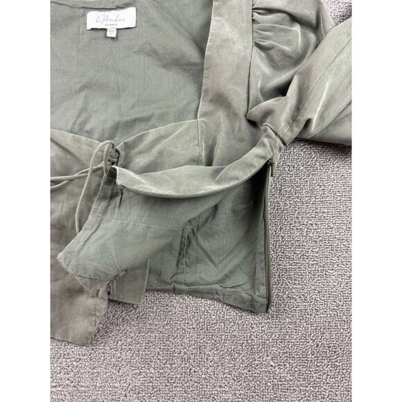 L Academie Blouse Women S Green Lace Up Long Sleeve Cropped Puff Victorian Style - Picture 7 of 7